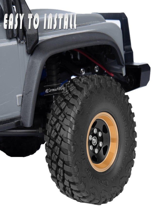 RcarmubWow 1.0in Beadlock RC Wheels and Tires for 1/18 Trx4m,1/24 SCX24 RC Crawler Car,1.0 Beadlock Rims & 1.0 Beadlock Tires,Brass Wheels Soft Sticky Rubber Tires,4PCS(Style A) - Image 4